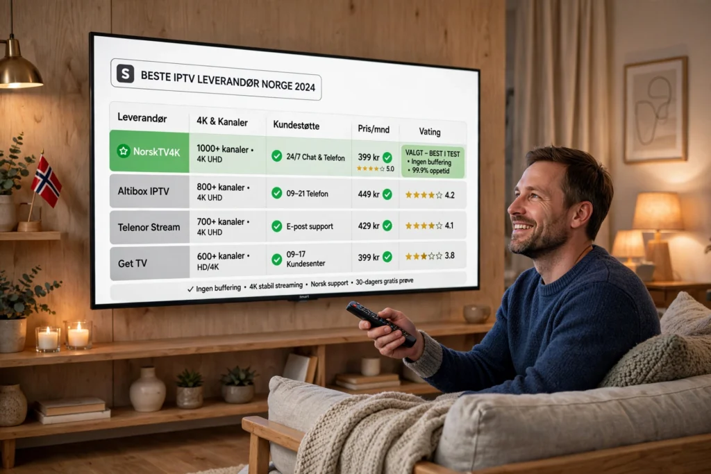 beste iptv leverandør norge 2026 sammenligning